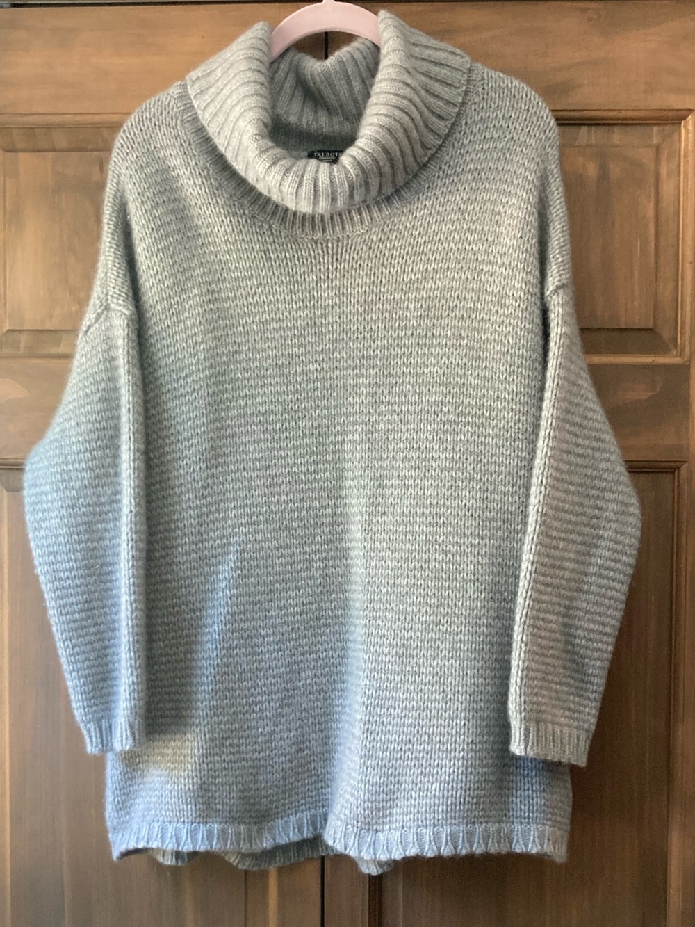 100% Cashmere Talbots Light Gray Cowl Neck Sweater